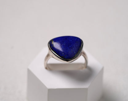 925 Sterling Silver Large Lapis Stone Ring