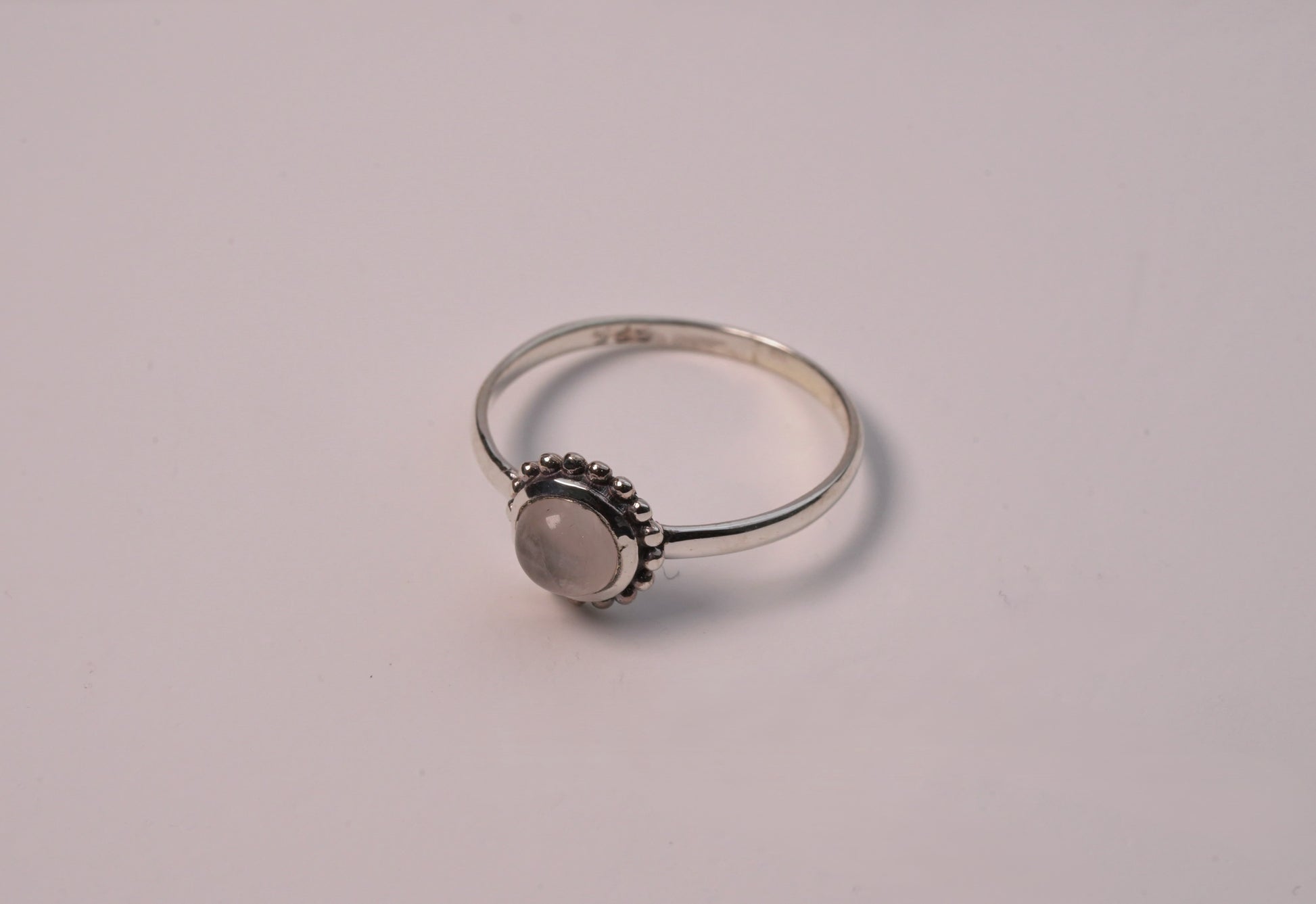 Luna Ring with Pink Moonstone in 925 Sterling Silver