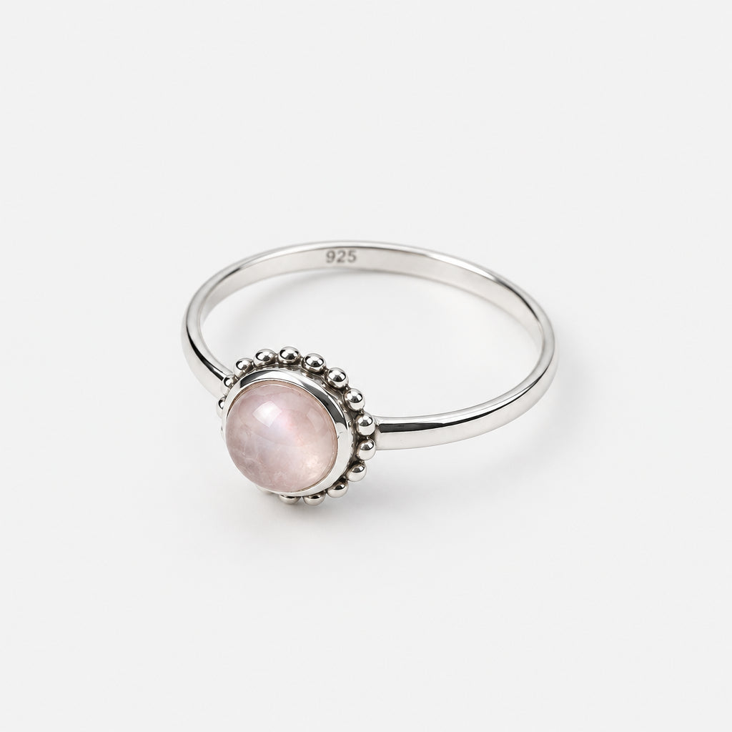 Luna Ring with Pink Moonstone in 925 Sterling Silver