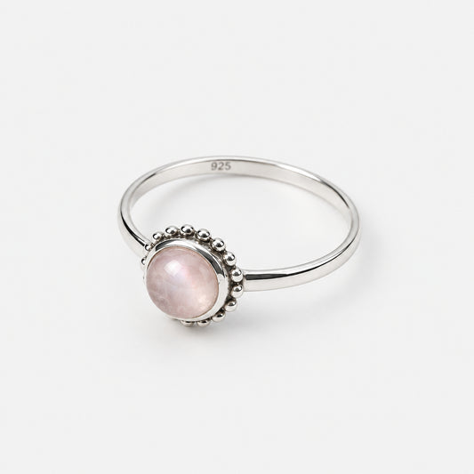 Luna Ring with Pink Moonstone in 925 Sterling Silver