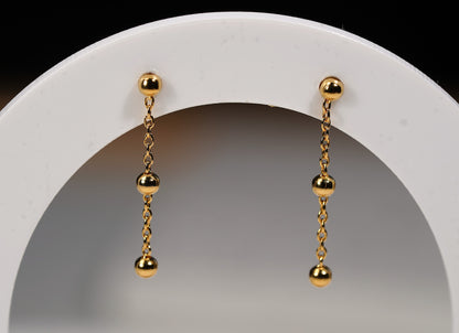 Gold Plated Petite Chain Drop Earring with Adornment