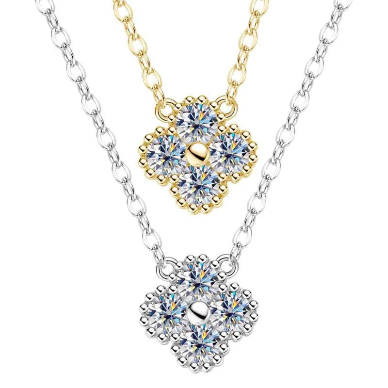 Clover Moissanite Necklace 0.4ct – Sterling Silver or Gold Plated