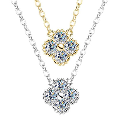 Clover Moissanite Necklace 0.4ct – Sterling Silver or Gold Plated