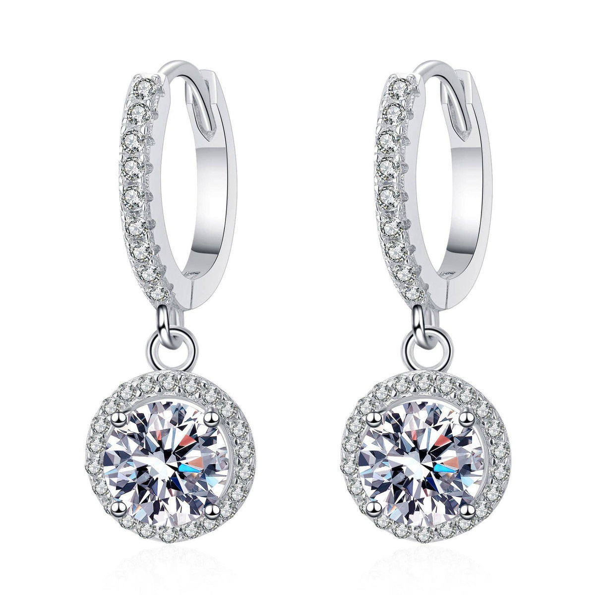Moissanite Dangle Drop Earrings in Sterling Silver