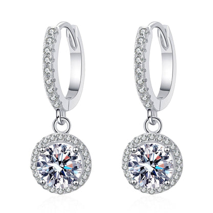 Moissanite Dangle Drop Earrings in Sterling Silver