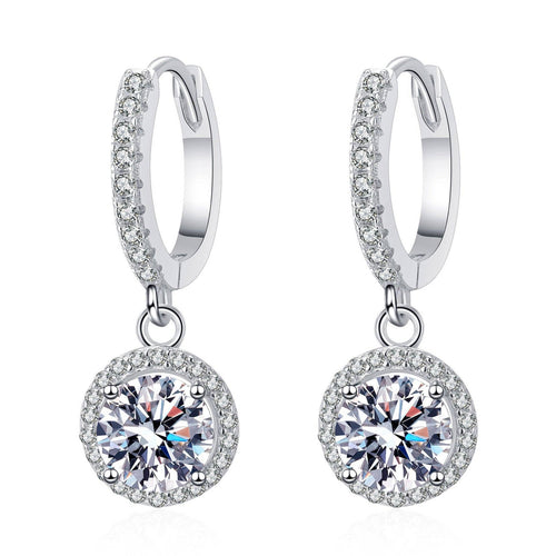Moissanite Dangle Drop Earrings in Sterling Silver