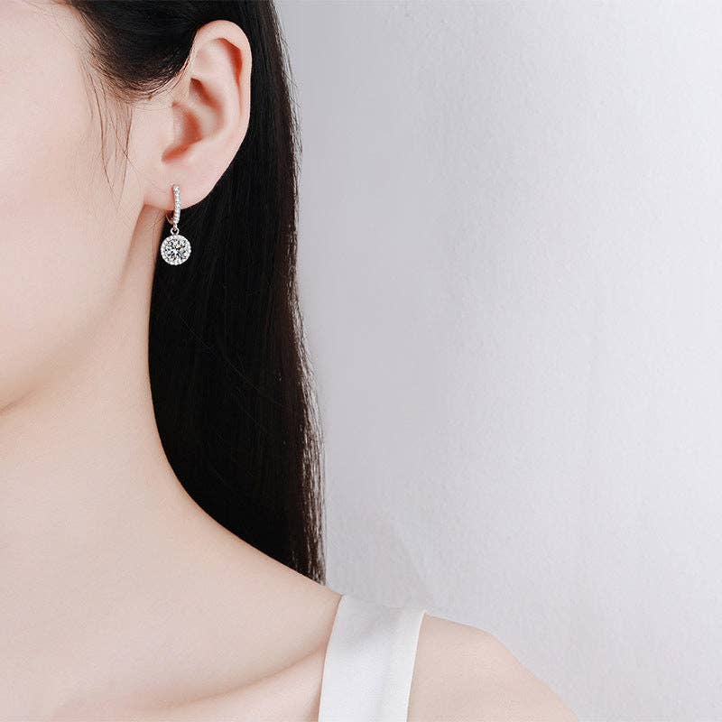 Moissanite Dangle Earrings in Sterling Silver