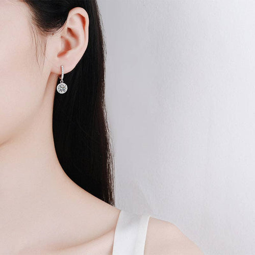 Moissanite Dangle Earrings in Sterling Silver