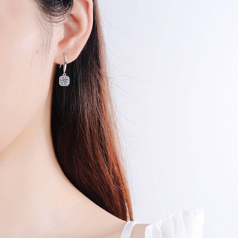 Moissanite Hook Earrings in Sterling Silver