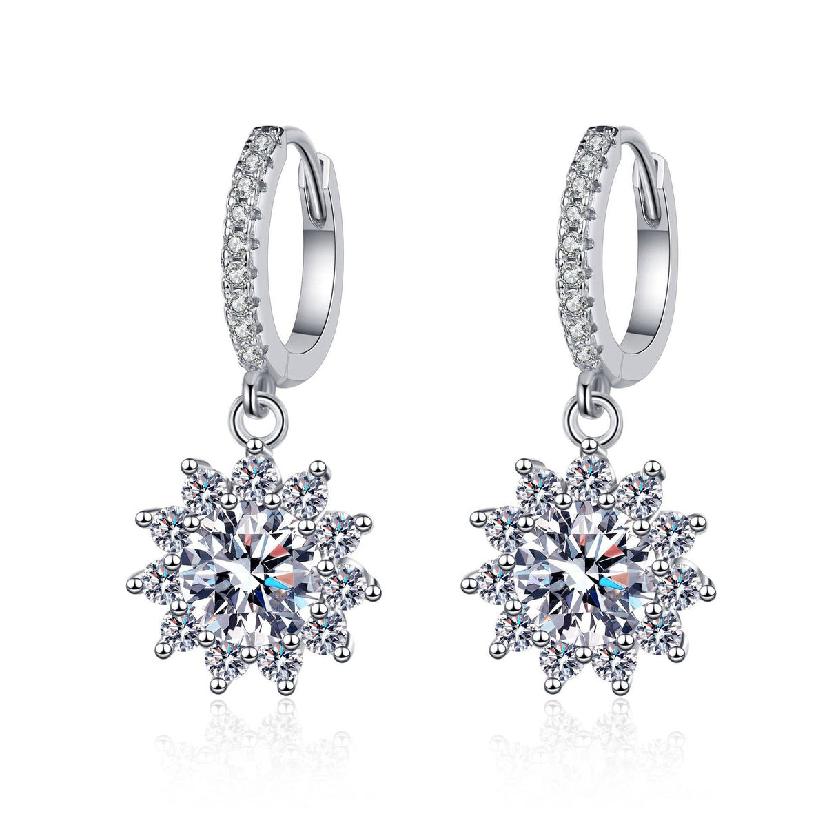  Moissanite Snowflake Drop Earrings