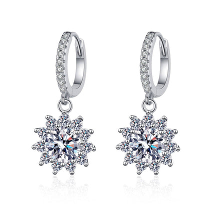  Moissanite Snowflake Drop Earrings
