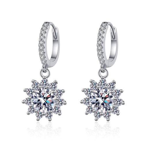  Moissanite Snowflake Drop Earrings