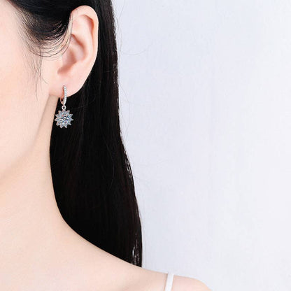  Moissanite Snowflake Drop Silver Earrings