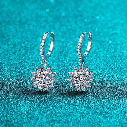  Moissanite Snowflake Silver Earrings