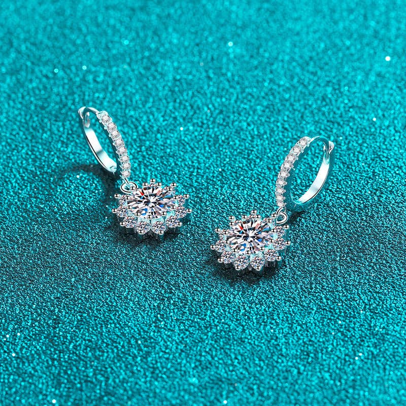  Moissanite Snowflake Sterling Siver Earrings 