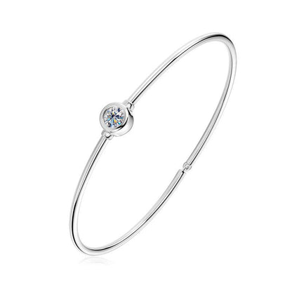 Moissanite bangle bracelet sterling silver
