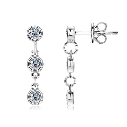 Moissanite bezel dangle drop earrings