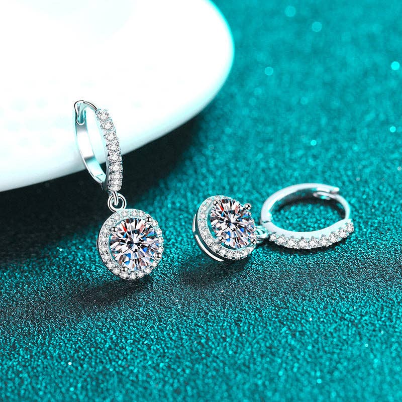 Moissanite drop Earrings in Sterling Silver