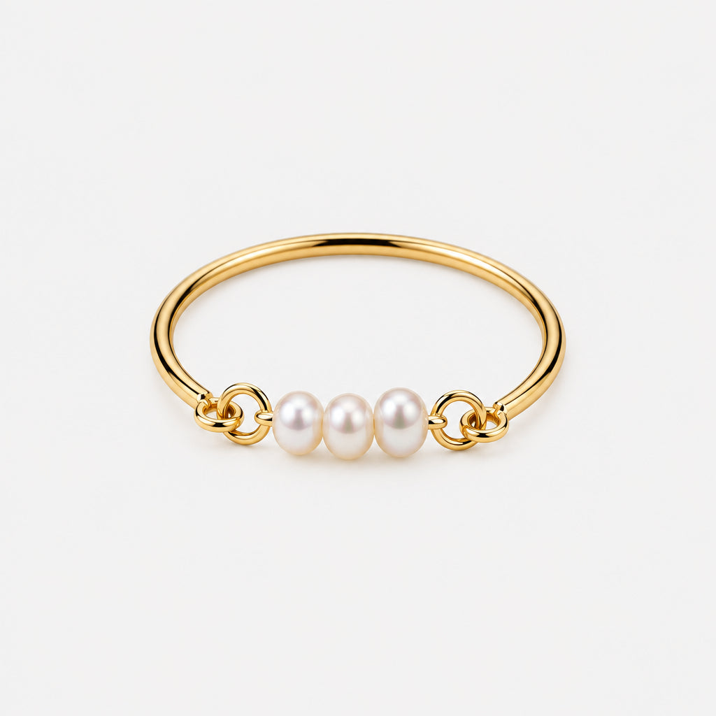 Gold Plated Sterling Silver Mother of Pearl Wire Ring