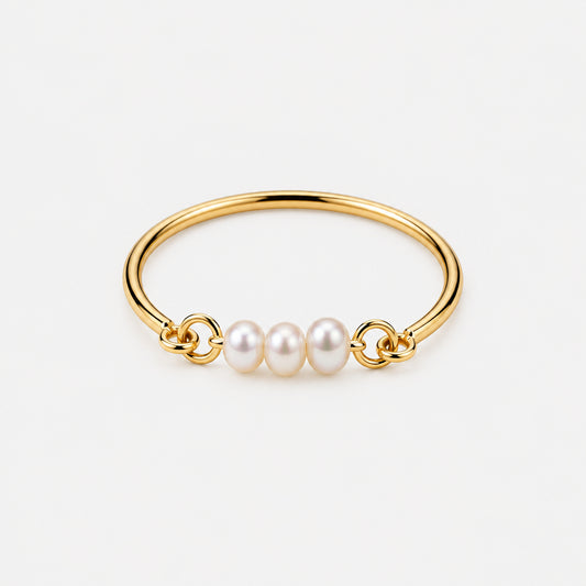 Gold Plated Sterling Silver Mother of Pearl Wire Ring
