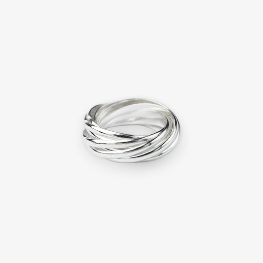 Sterling silver multiband twist ring