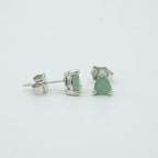 Natural Pale Green Emerald Pear Shaped Stud Earrings Sterling Silver