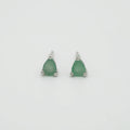 Natural emerald triangle drop stud earrings set in sterling silver