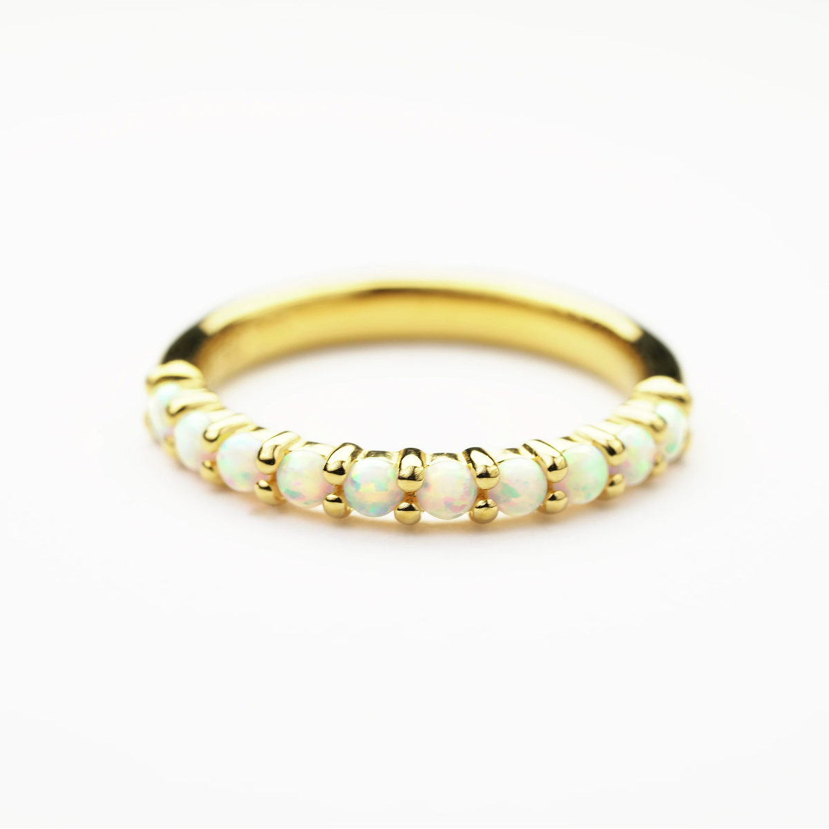 Gold Plated Ethiopian Opal Ring – Sterling Silver