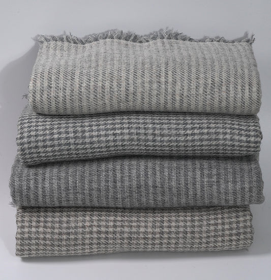Organic Sheep Wool Shawl Stacked Together in Neutral Colourways