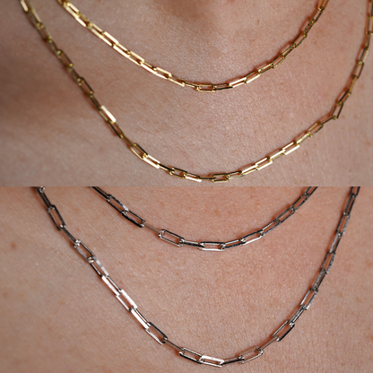 Paperclip Chain 18 inch and 20 inch- Available in Gold Plated Sterling Silver and Sterling Silver