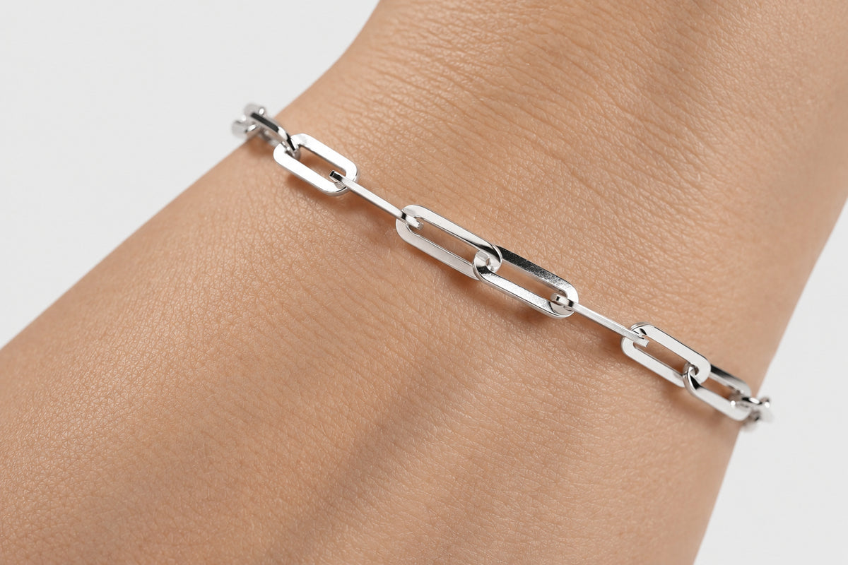Paperclip Chain Bracelet- Available in Gold Plated Sterling Silver and Sterling Silver