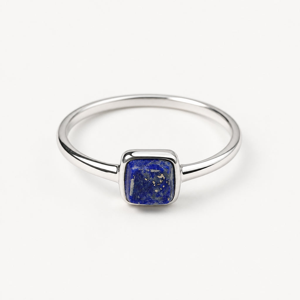 Petite Blue Lapis Ring in 925 Sterling Silver