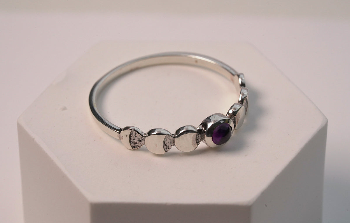Petite Luna Ring with Amethyst Gemstone on 925 Silver