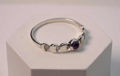 Petite Luna Ring with Amethyst Gemstone on 925 Silver