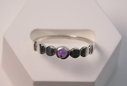Petite Luna Ring with Natural Amethyst Gemstone on 925 Silver