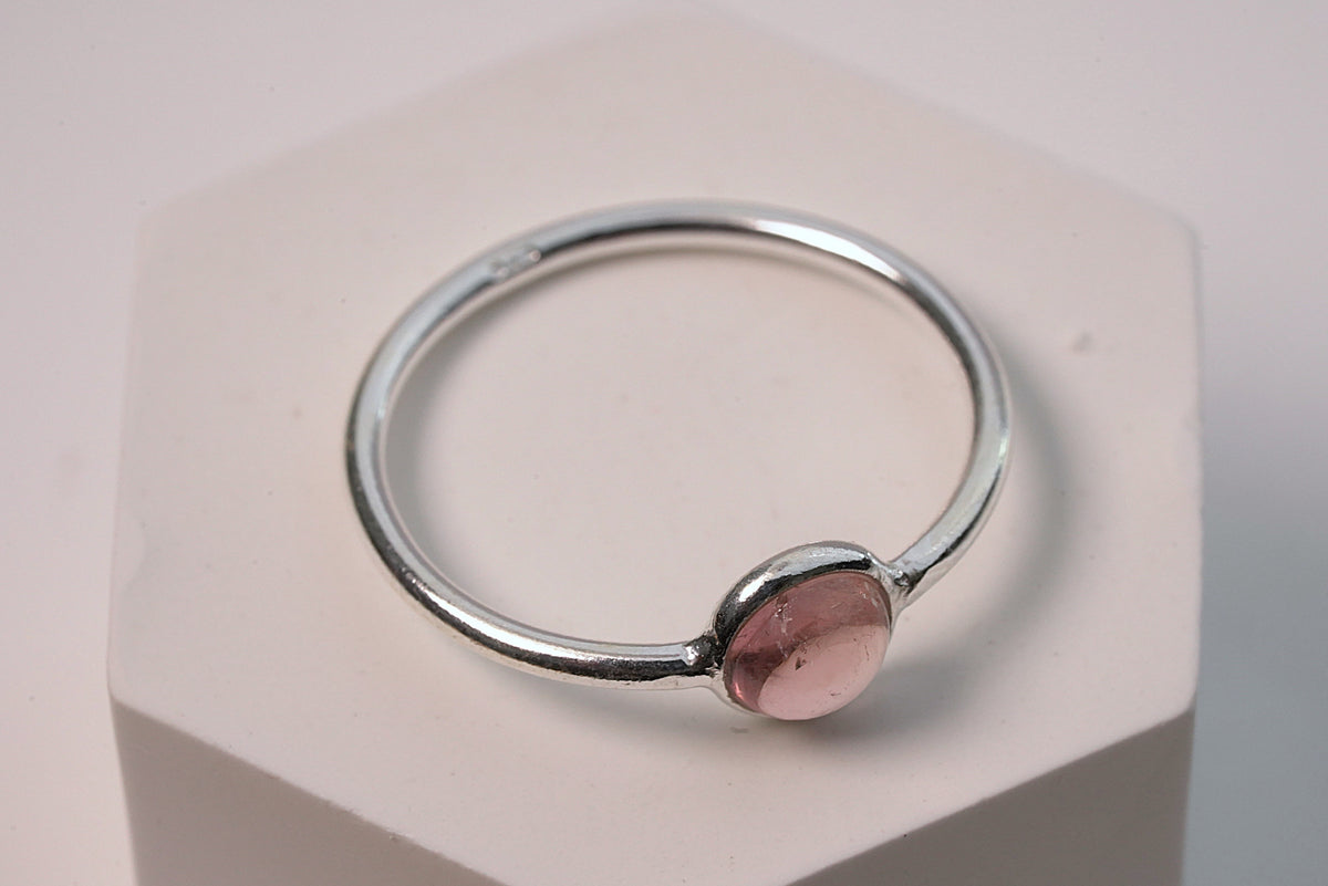 Petite Pink Tourmaline Crystal Ring in 925 Sterling Silver