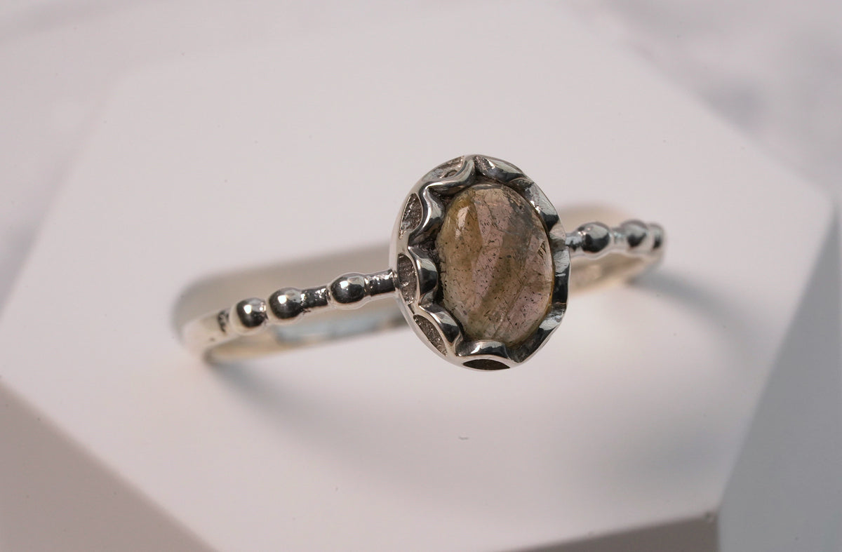Petite Tiger Eye Gemstone Ring in 925 Sterling Silver