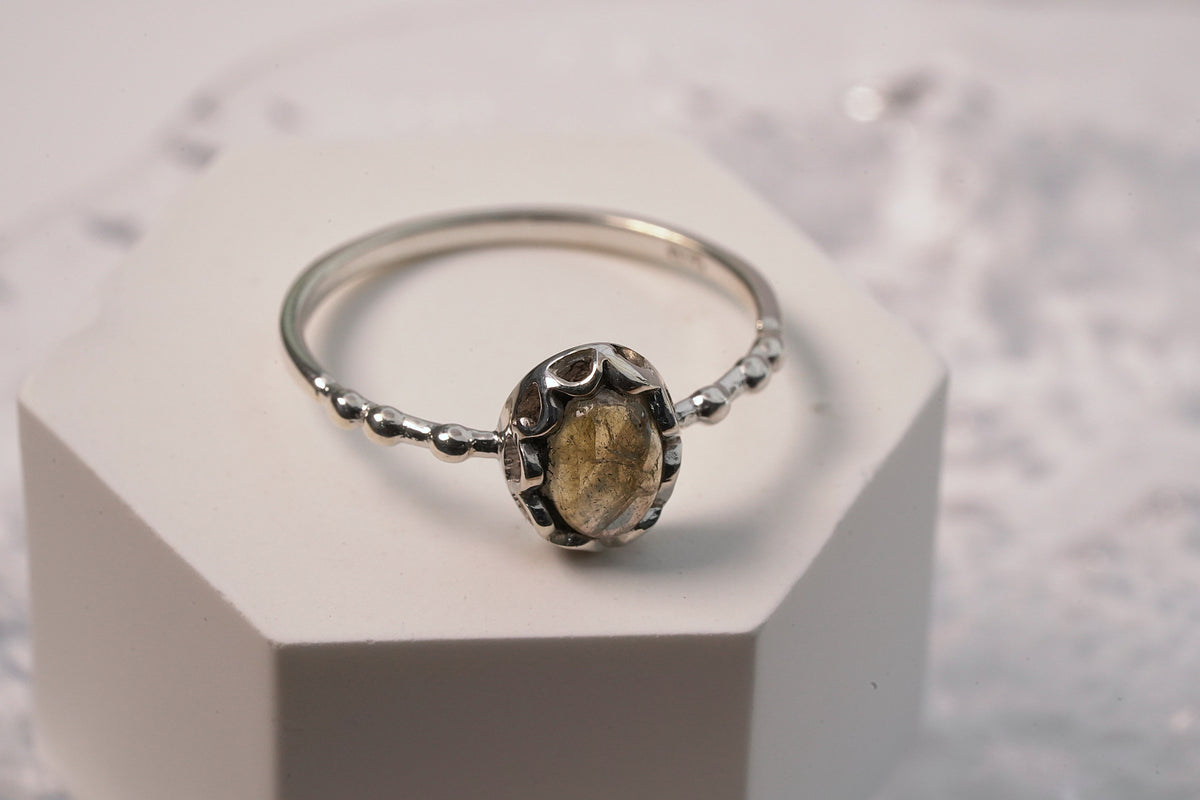 Petite Tiger Eye Gemstone Ring in Sterling Silver