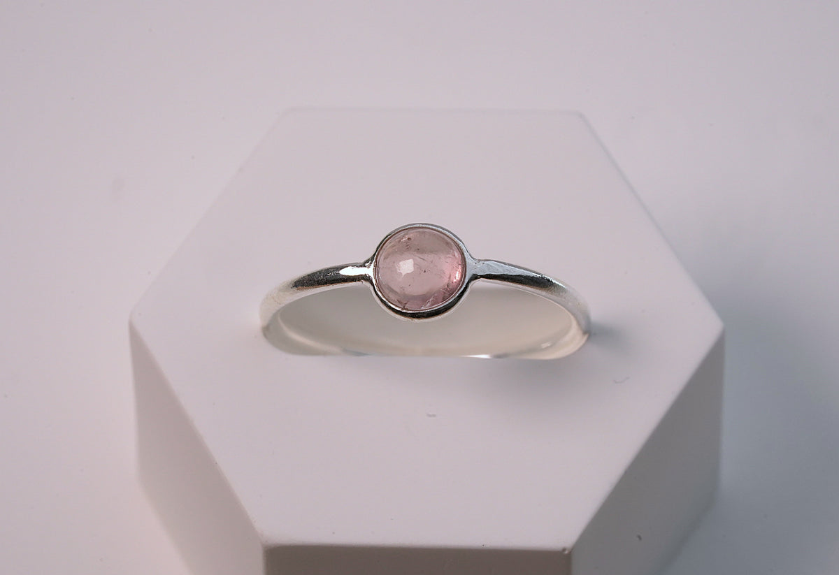 Pink Tourmaline Crystal Ring in 925 Sterling Silver