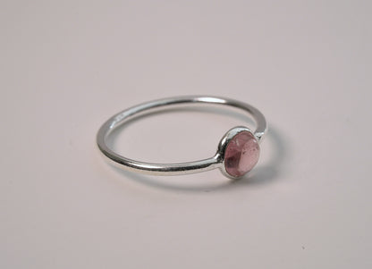 Pink Tourmaline Crystal Ring in Sterling Silver