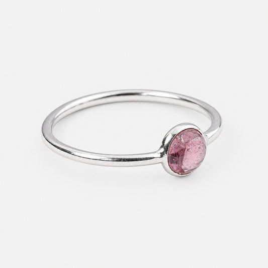 Pink Tourmaline Crystal Ring in Sterling Silver