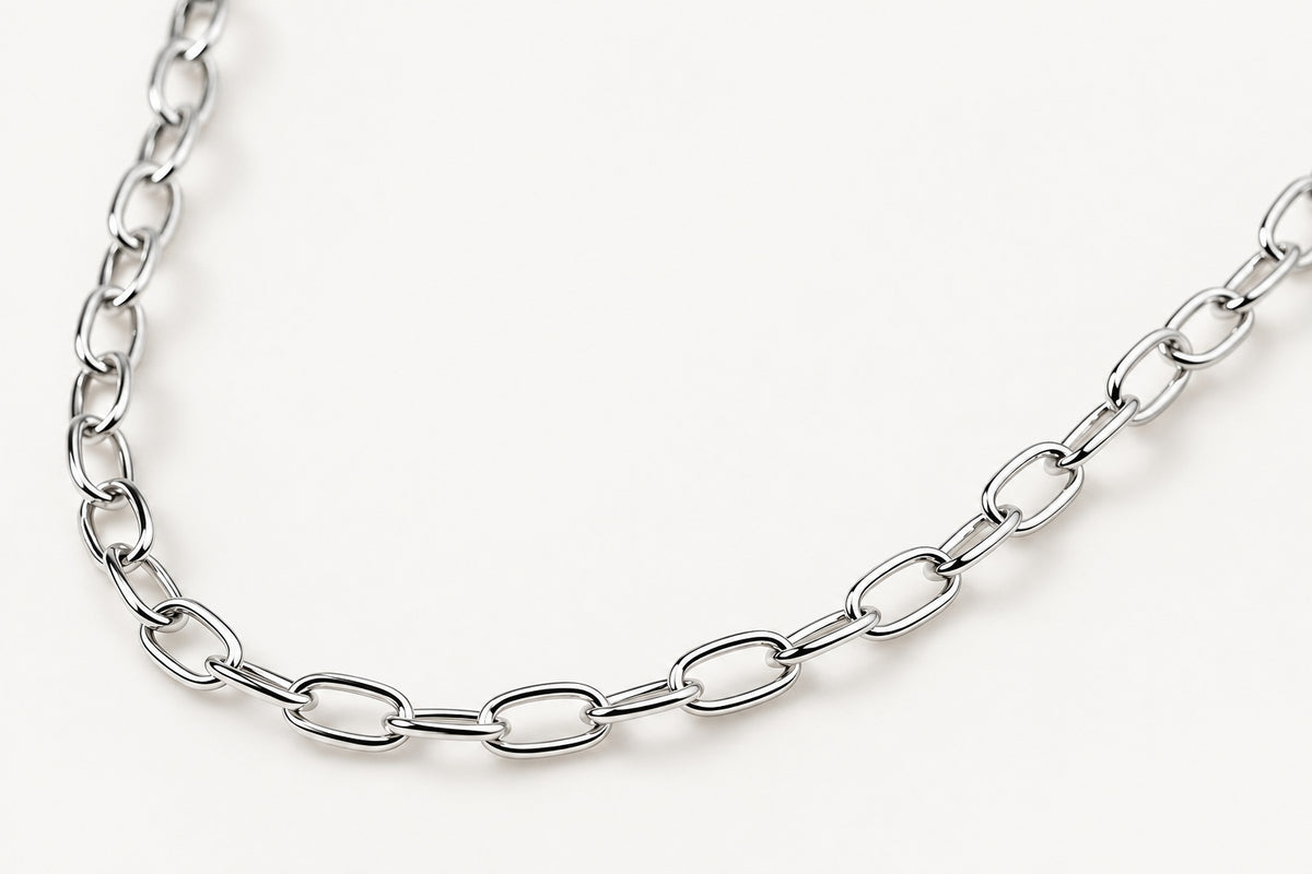 Plain Silver Link Chain Bracelet in 925 Sterling Silver