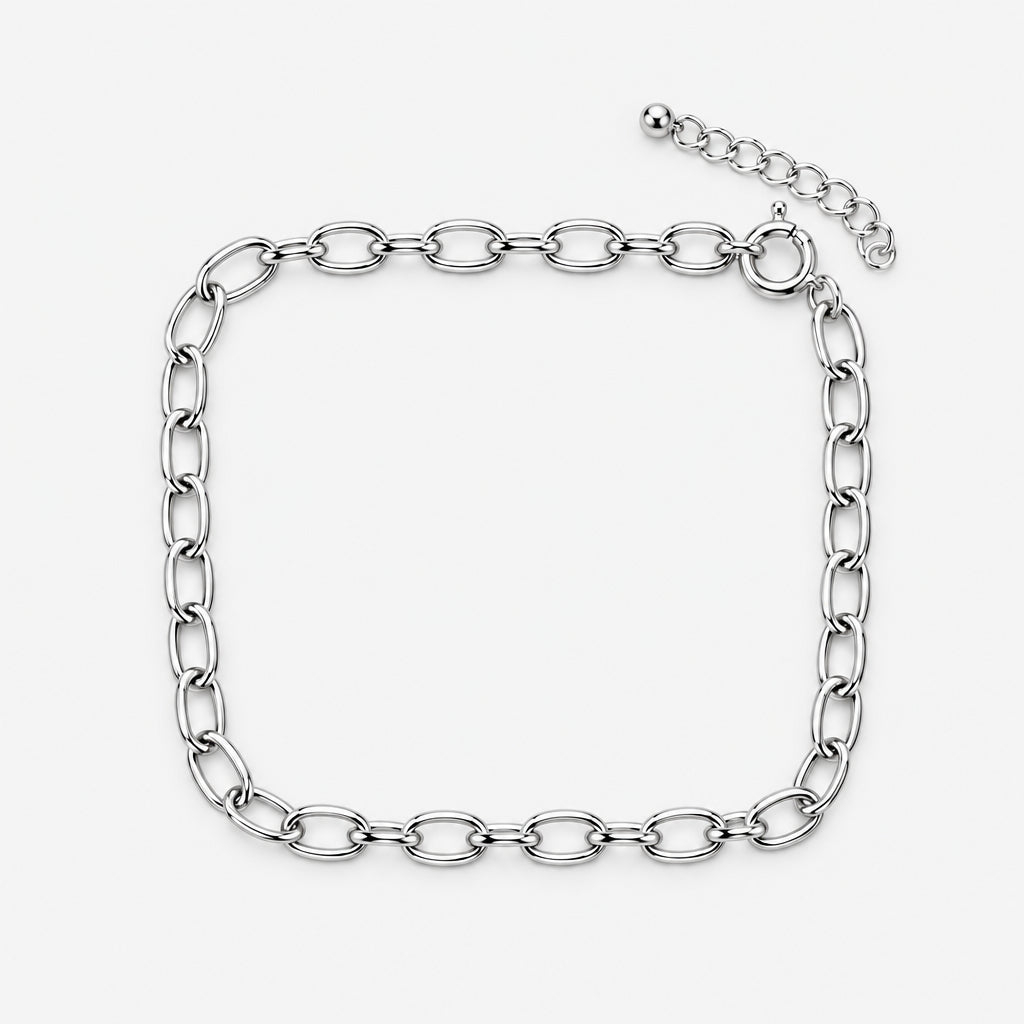 Plain Silver Link Chain Bracelet in Sterling Silver
