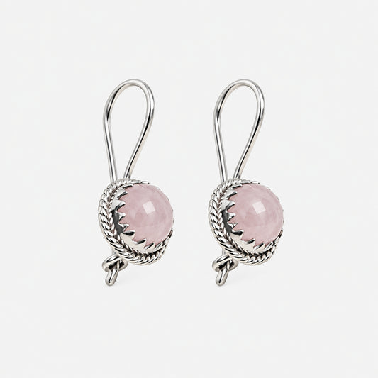 Rose Quartz Drop Earrings in Sterling Silver
