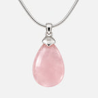 Rose Quartz Drop Pendant in 925 Sterling Silver