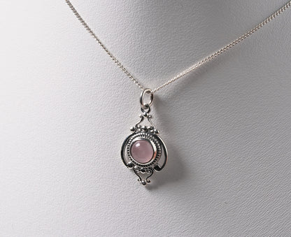 Rose Quartz Pendant in 925 Sterling Silver