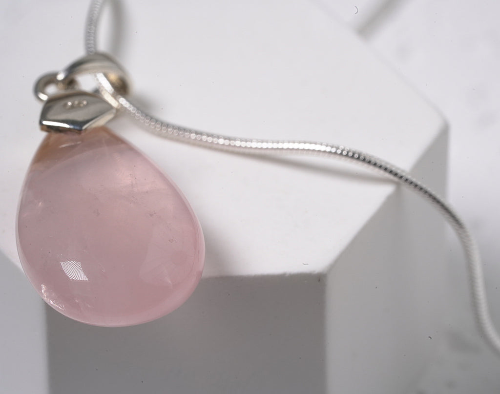 Rose Quartz Pendant in Sterling Silver