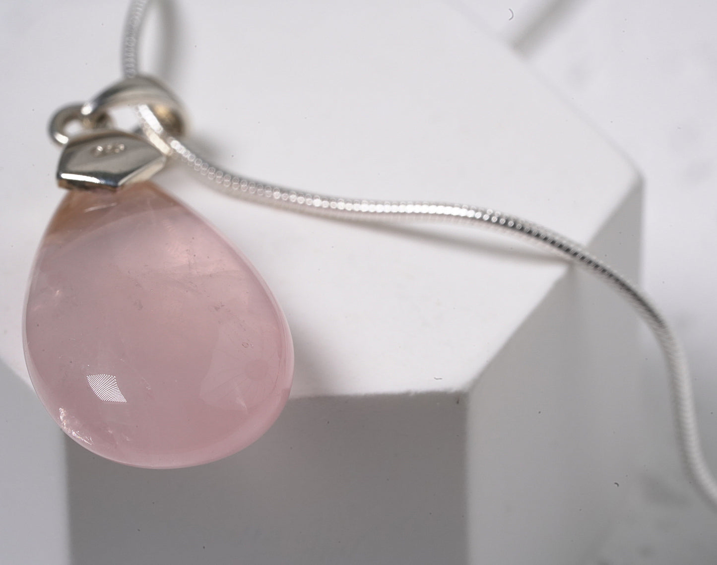Rose Quartz Pendant in Sterling Silver