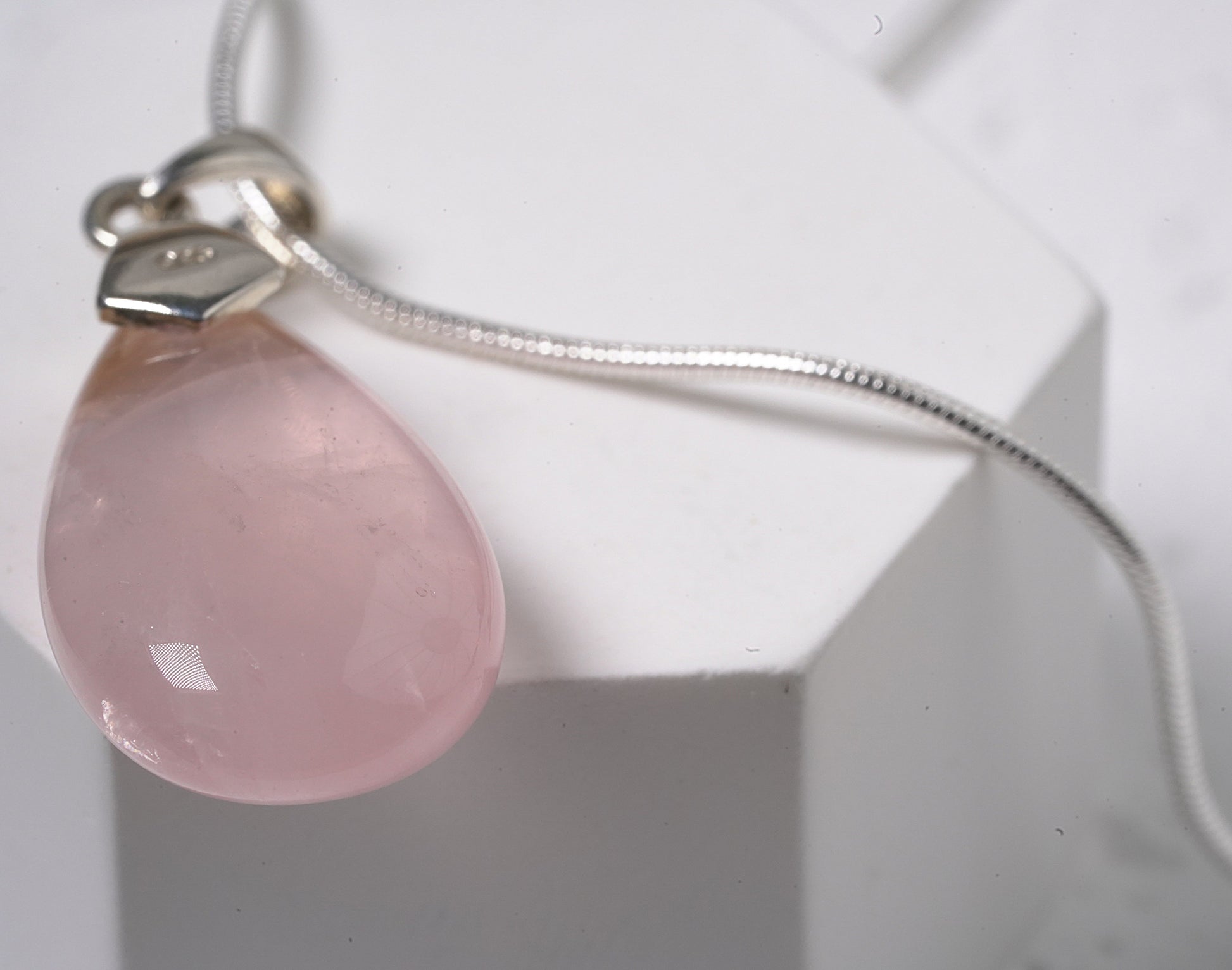 Rose Quartz Pendant in Sterling Silver