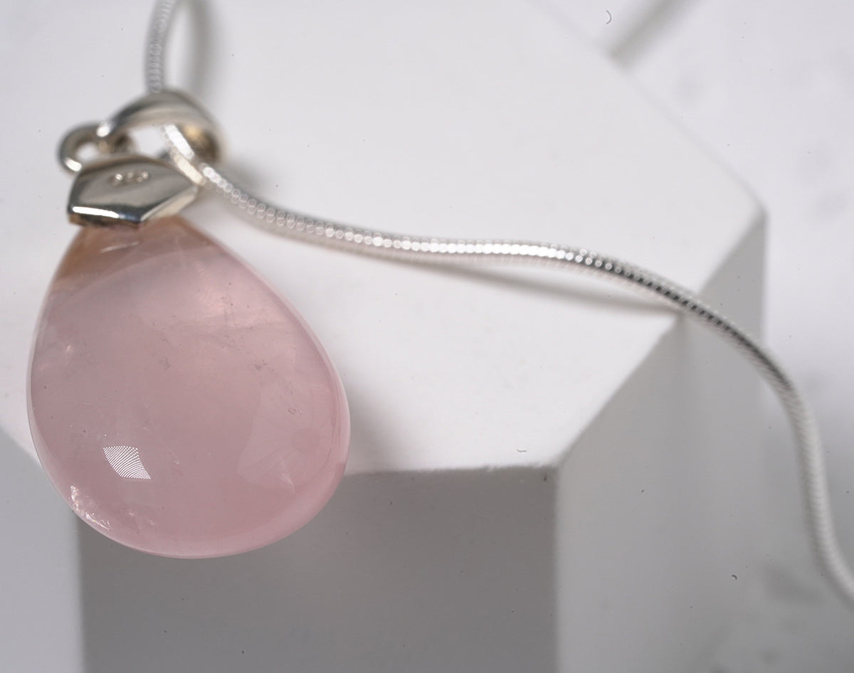 Rose Quartz Pendant in Sterling Silver
